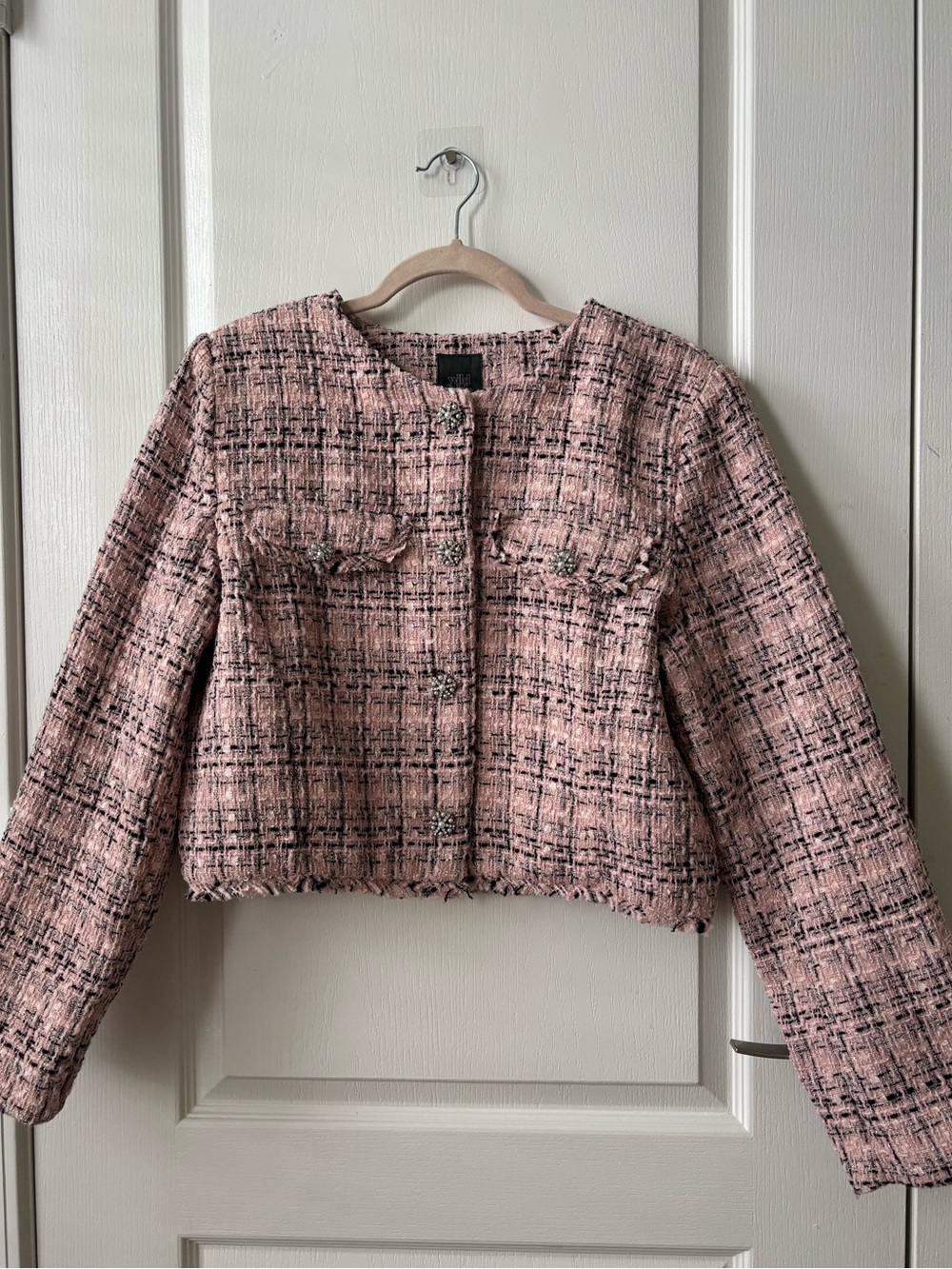 NEW! Women’s Pink Tweed Cropped Jacket + Skirt / Two Piece Set